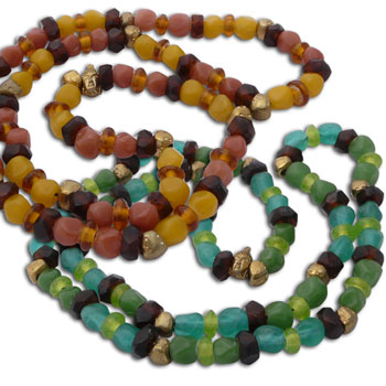 Boeddha Mala Ketting Gerecycled Messing & Glas